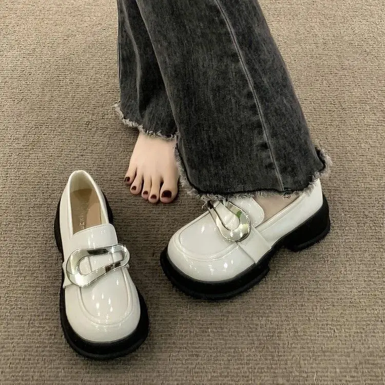 Spring and Summer Versatile British Style Elevated Thick Sole Mary Jane Small Leather Shoes Women's Small JK Shoes Leather Shoes