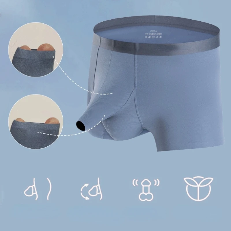 Нижнее белье мужское дышащее с карманом длинное Foreskin трусы открытым шаговым швом