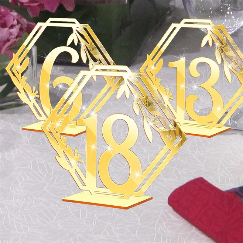 

Digital Number Table Card Restaurant Plate Seat Card Table Plate Gold 3D Acrylic Wedding Table Seat Card Wedding Party Decor