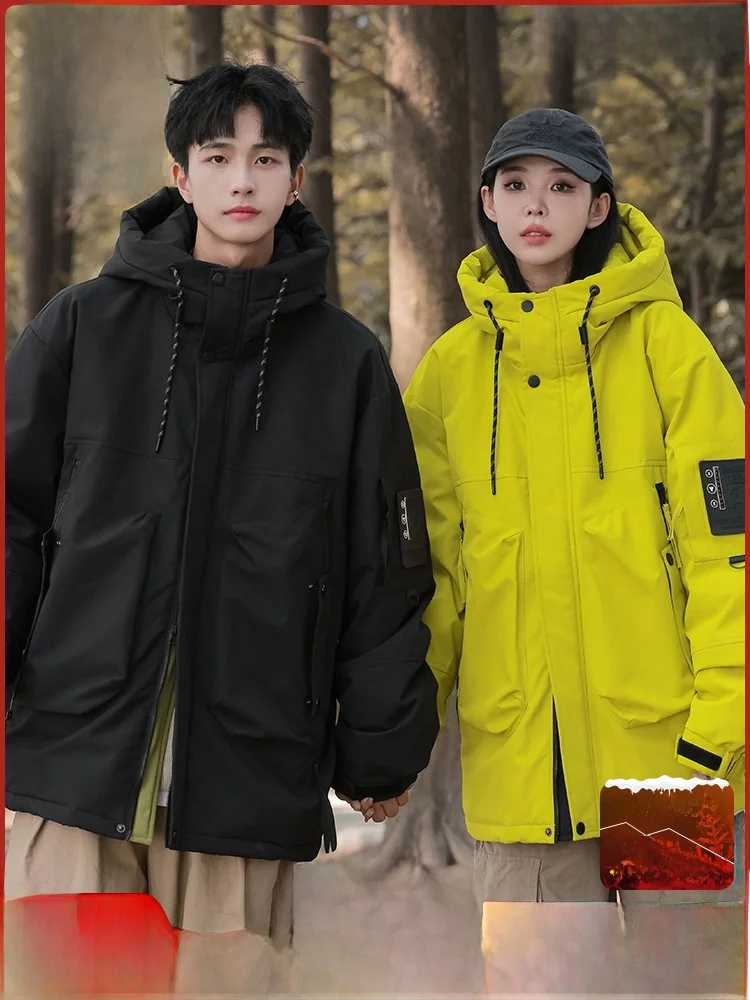 [Graphene] Мужская и женская одинаковые модные короткие пуховики Romon с капюшоном 2024