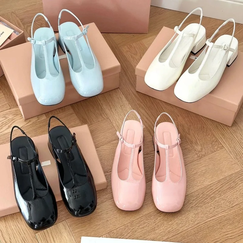 

2023 Summer Baotou Candy Color Straight Line with Thick Heels and High Heels Mary Jane Women's Shoes