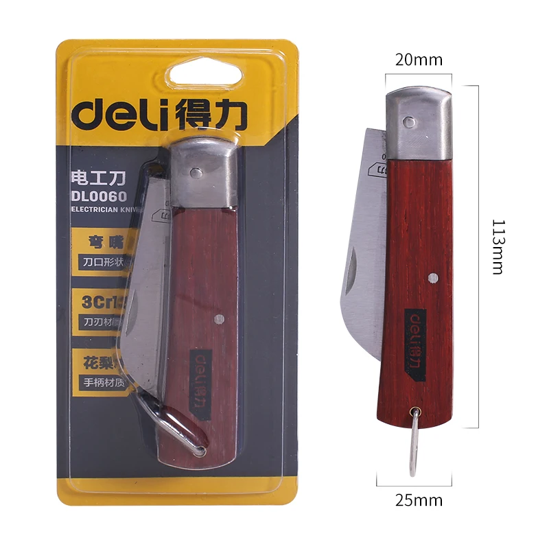 1 шт. нож электрика 3Cr1 3 Нержавеющая сталь режущая головка деревянная ручка