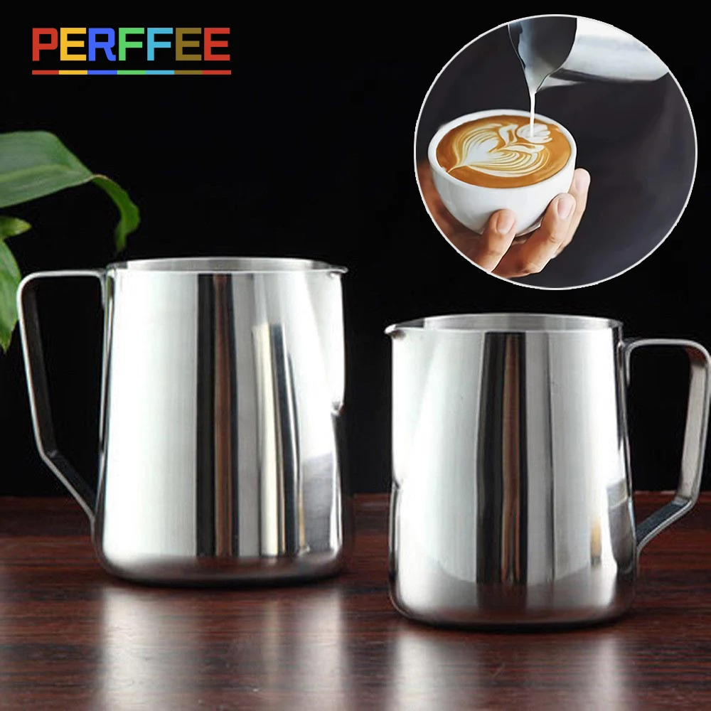 

Coffee Milk Pitcher Stainless Steel Frothing Jug Stamped Scale Milk Jug Espresso Coffee Pitcher Barista Coffee Milk Frother