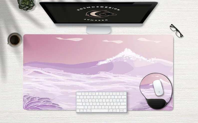 

Cute Purple Mountain Desk Mat, Purple Desk Mat, Desk Accessories, Keyboard Mat, Extra Large Desk Mat, Cute Desk Mat, Extended Mo
