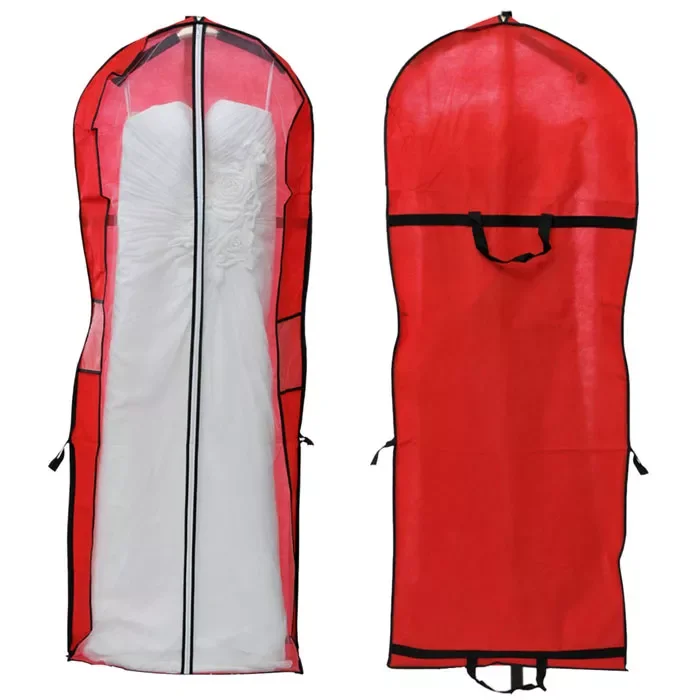 

NEW2023 Large Capacity Cloth Storage Bag Hanging Suit Coat Dust Cover Protector Wardrobe Wedding Dress Cover Storage Bag Red