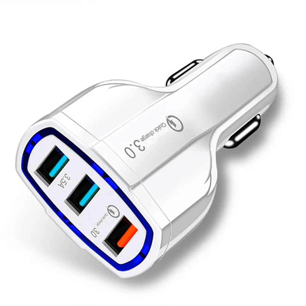 

200Pcs/lot Fast Charging 3 Ports 5V 3.1A Car Charger Power Adapters For IPhone 12 13 Samsung S10 S20 htc LG xiaomi usb charger