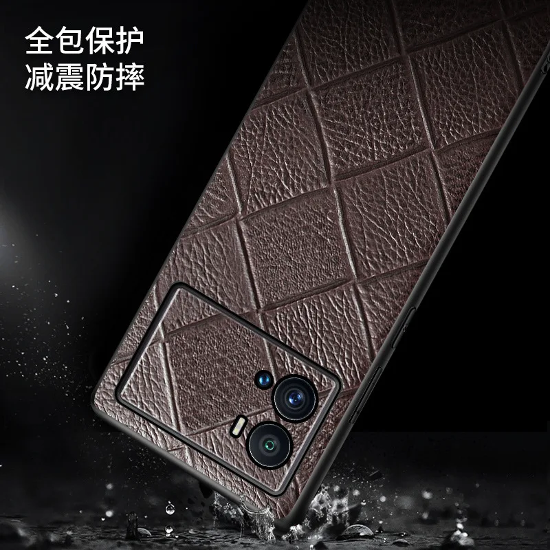 Hot Sales Luxury Genuine Leather Rhombus Grain Cell Phone Cases For Vivo Iqoo 9 8 7 5 Iqoo9 Iqoo8 Iqoo7 Iqoo5 Pro Cover Cases