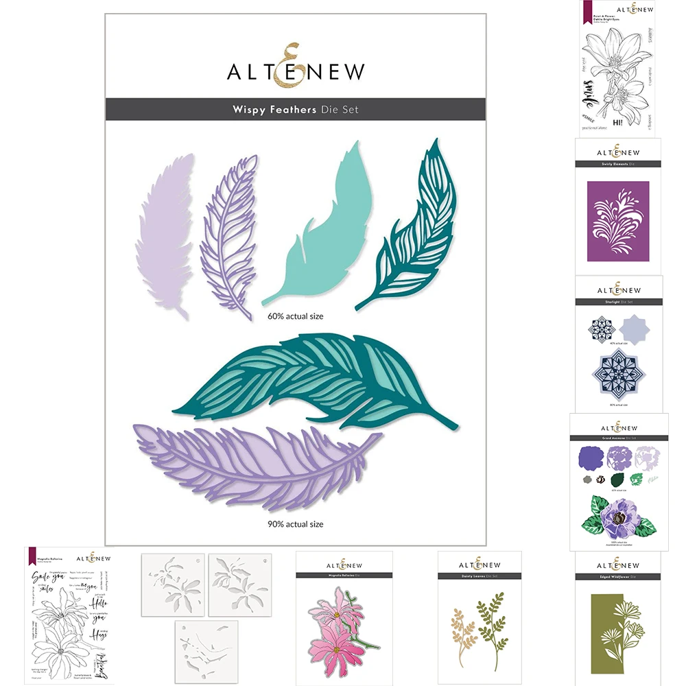 

New Feathers Elements Starlight Grand Anemone Wildflower Leaves Ballerina Flower Eyes Metal Cutting Dies Decorate Stamps Stencil
