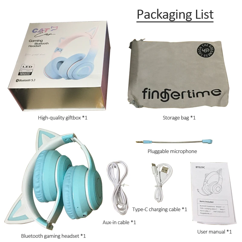 Беспроводные игровые наушники со светодиодной подсветкой с микрофоном для детей