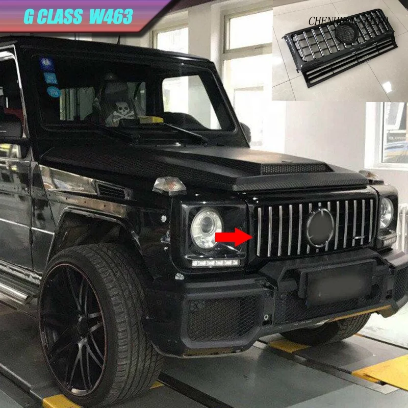 Фото Решетка радиатора GT Style для Mercedes-Benz G-класса W463 G500 G63 G350 G65 (до 2018 г.), сетчатая, из углеродного волокна №1