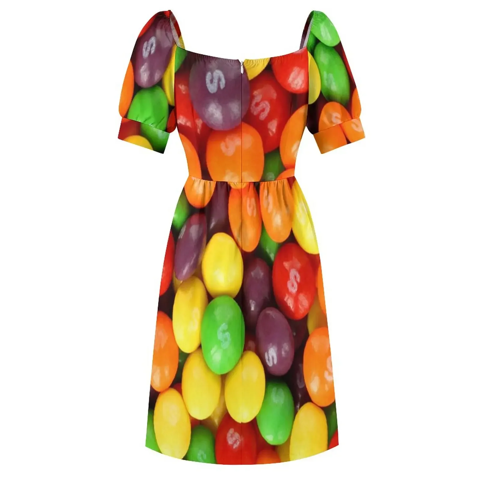 Skittles Платье с короткими рукавами Летняя женская одежда Женские платья юбка