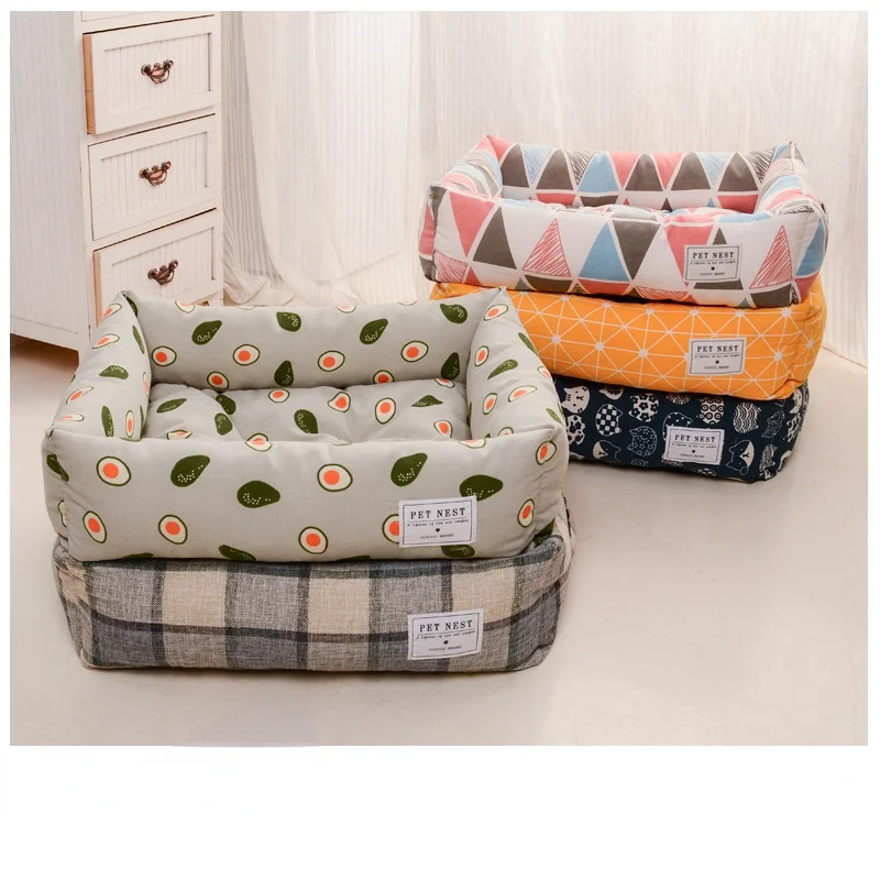 

Square lattice Dog cat Bed Detachable washable Pet nest Double-sided usable cotton pad Sleeping Bag For Big Small Cat