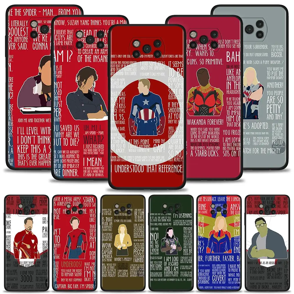 

For Xiaomi Poco X3 Pro X3NFC X3GT M3 M3Pro M4Pro F3 Case for xiaomi 12 Pro 12X 11 Lite 11T 10TPro Cover Marvel Avengers Hero