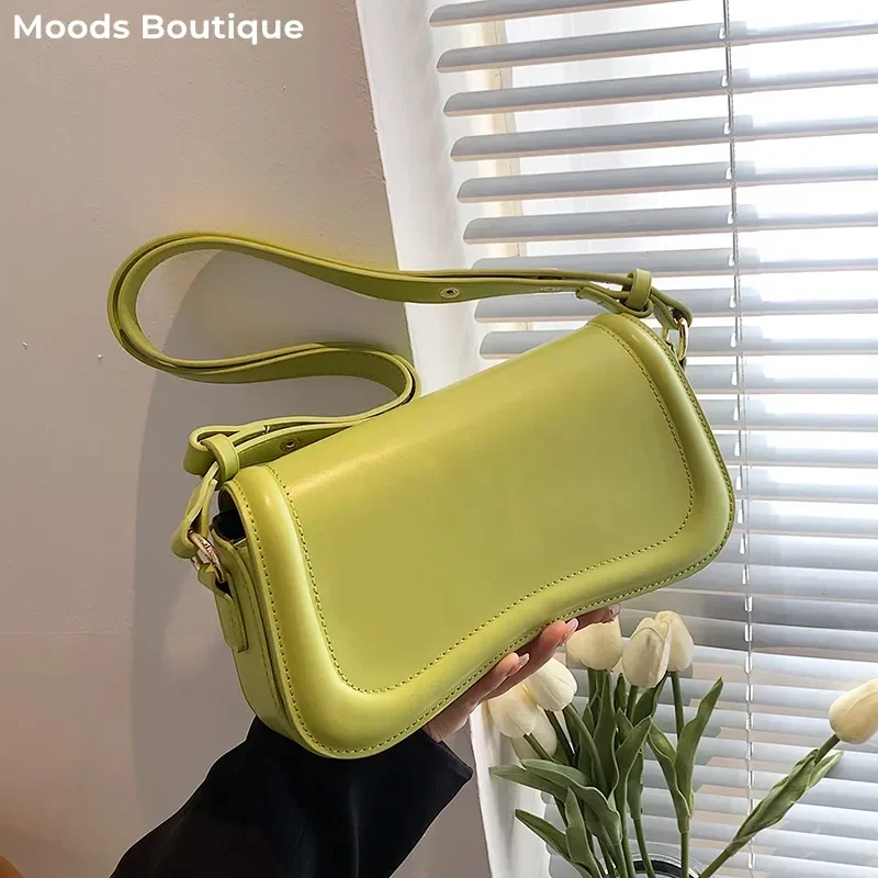 

Saddle MOODS PU Crossbody Color Handbags Women Shoulder 2023 Small Latest Flap Leather Female Fashion Bags Armpit Bag Pure For