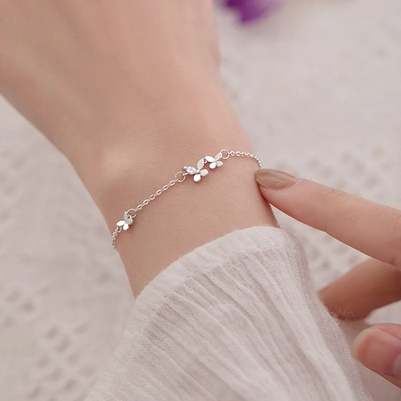 

New Silver Simple Butterfly Bracelet for Girls Fashion Unique Design Sweet Romantic Wedding Jewelry Adjustable Luxury Jewelry