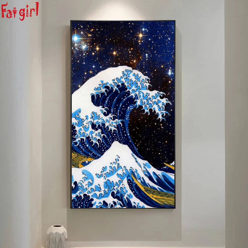 

Japanese style Diamond Embroidery The Great Wave Of Kanagawa Mosaic Picture 5D DIY Diamond Painting Cross Stitch Kits Home Decor