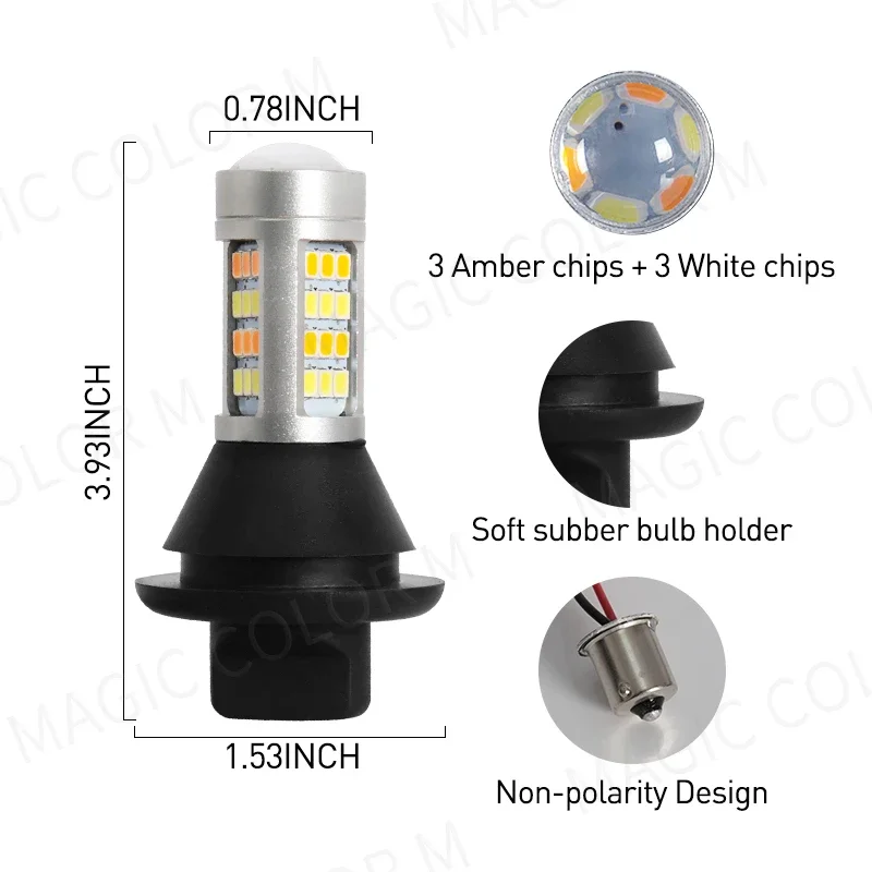 2 шт. 54SMD P21W 1156 BA15S BAU15S PY21W 7440 T20 Canbus двойной цвет светодиодный сигнал поворота