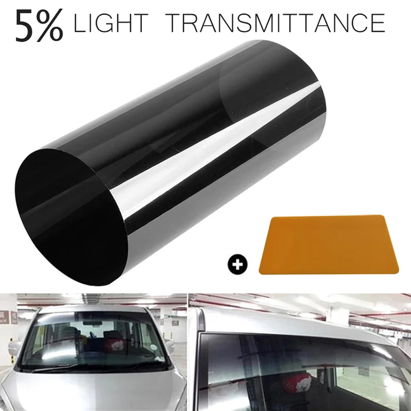 

150cmx20cm Car Windscreen Black Tint Tinting Film 5% Light Transmission Solar Insulation Film Auto Home UV Protection Stickers