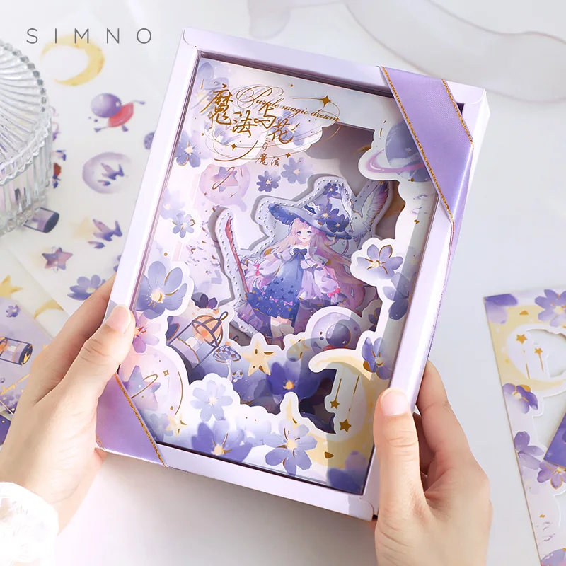 Cuaderno B6 Sakura Series para niña, libreta con forma de corazón, libro de mano de dibujos animados creativos, caja de regalo de cuenta de mano multicapa tridimensional