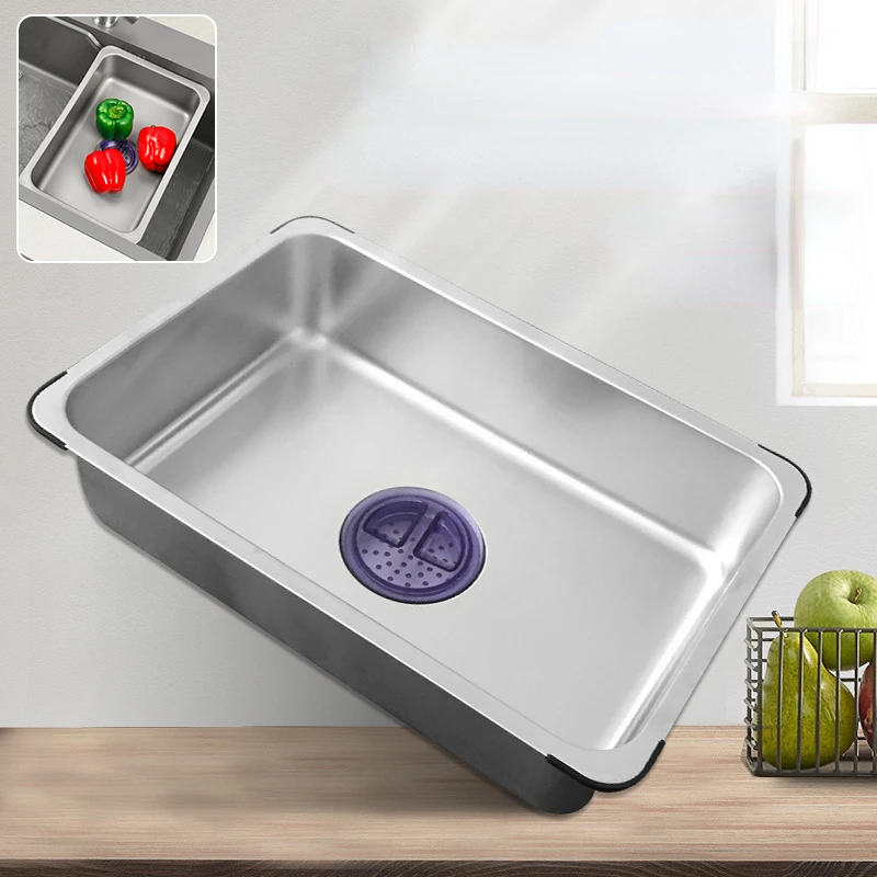 

Kitchen Sink Drain Basin Stainless Steel Basin Multifunctional Single Slot To Double Slot Vegetable Basket Drain Basket