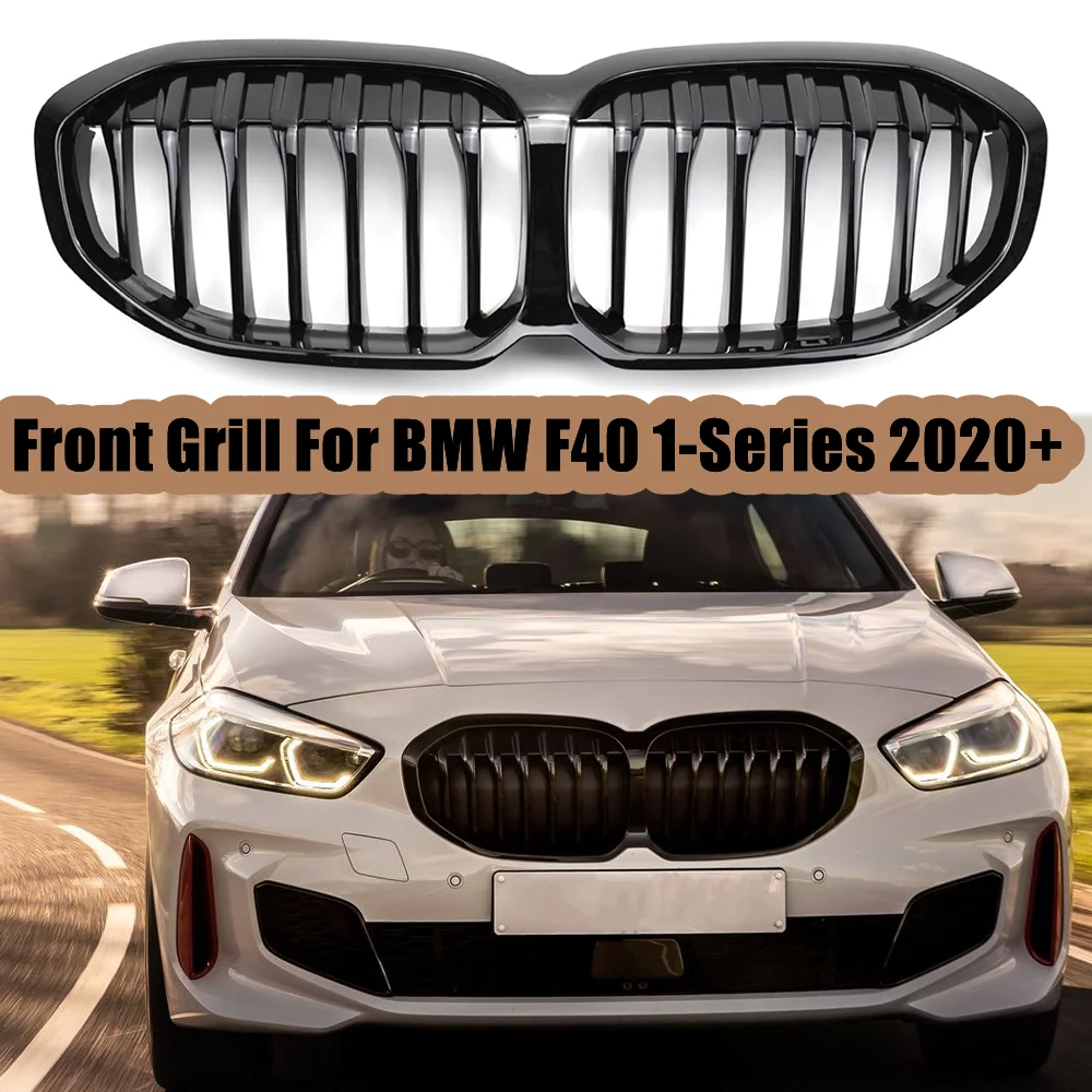 

Car Front Bumper Kidney Grill For BMW F40 1 Series 2020+ Single Slat Racing Grille Gloss Black M Performance Carbon Look Styling