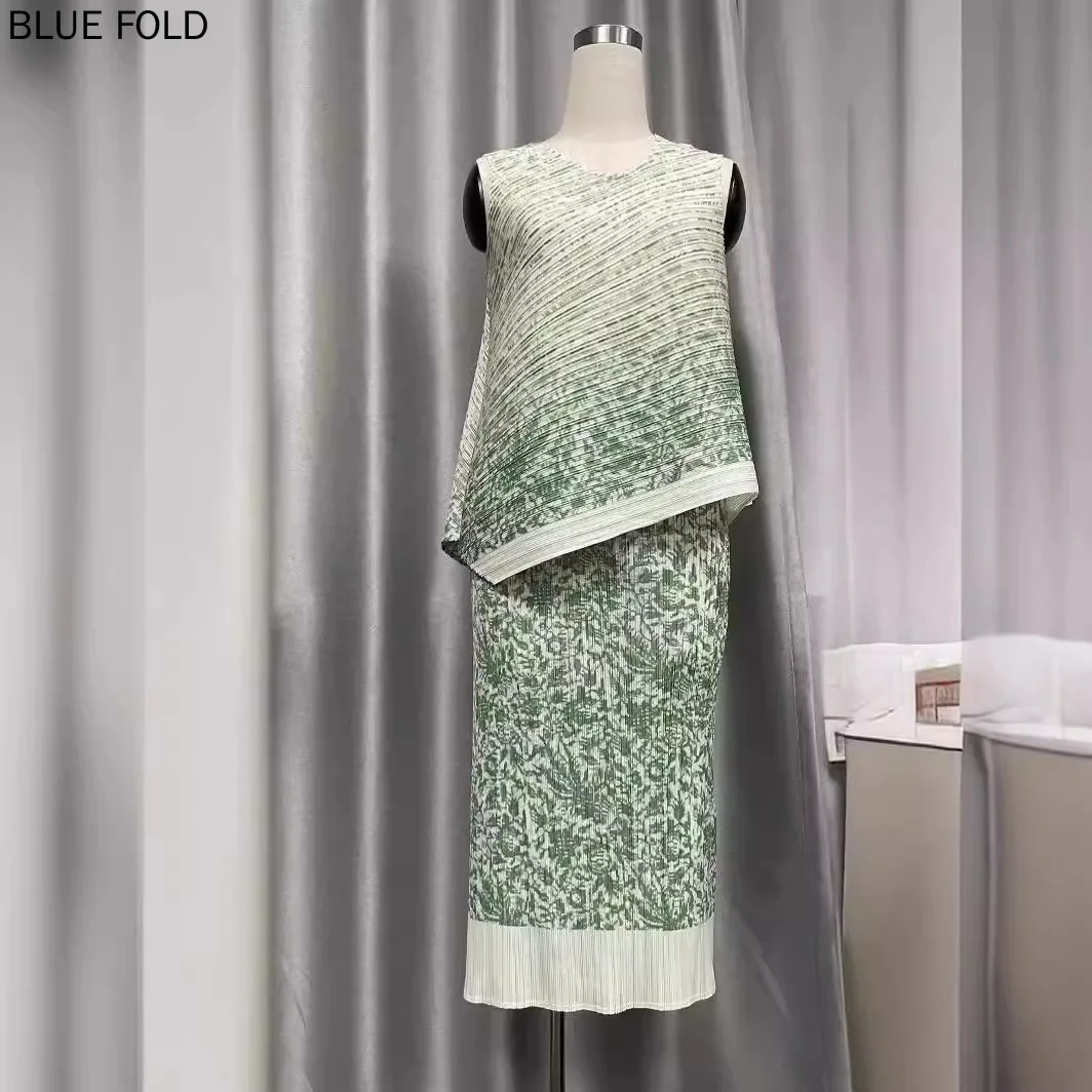 MIYAKE-сине-белый фарфоровый костюм в китайском стиле для женщин модный и