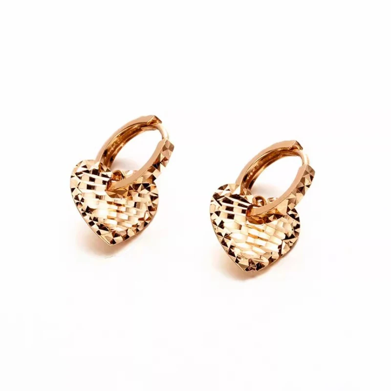 

585 Purple Gold earings Plated with 14K Rose Gold Shining faceted Heart Shaped Exquisite earrings for women fine Jewelry