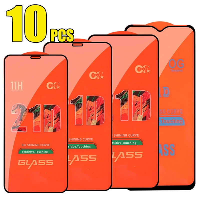 10 шт. 21D полное клеевое Покрытие Закаленное стекло Защитная пленка для экрана iPhone