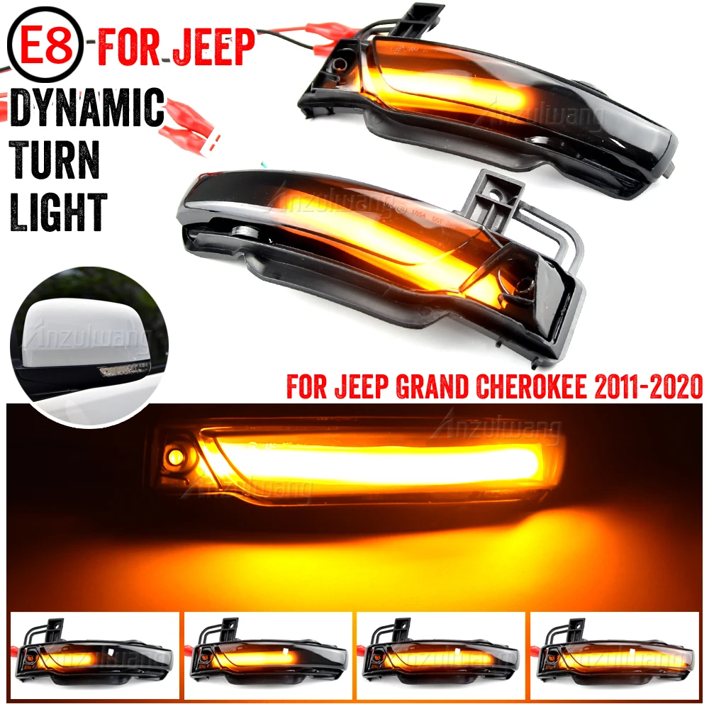 

LED Dynamic Turn Signal Light Indicator Rearview Mirror Blinker Repeater Lamp For JEEP GRAND CHEROKEE WK2 2010 2011 2012-2020