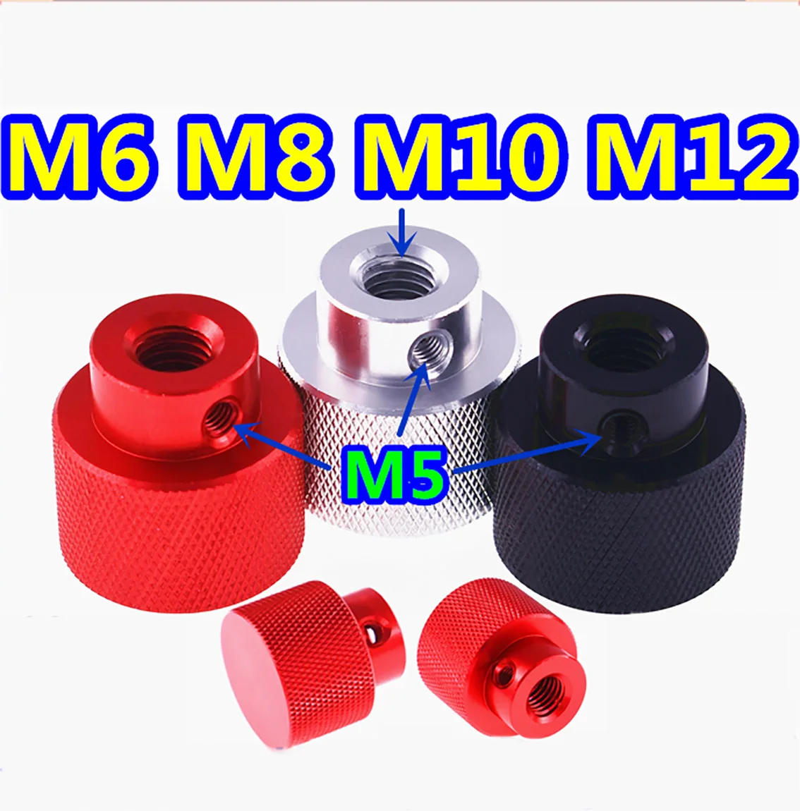 

1Pcs M6 M8 M10 M12 Knurled Thumb Nuts With Side Hole Aluminum Alloy Hand Grip Knobs Step Nut DIY Parts