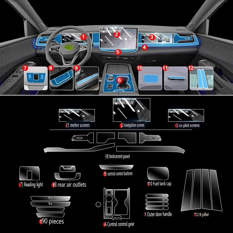 

Прозрачная пленка из ТПУ для Volkswagen Teramont Pro 2021, наклейка для салона автомобиля, консоль, приборная панель, защитная пленка для экрана, аксессуары