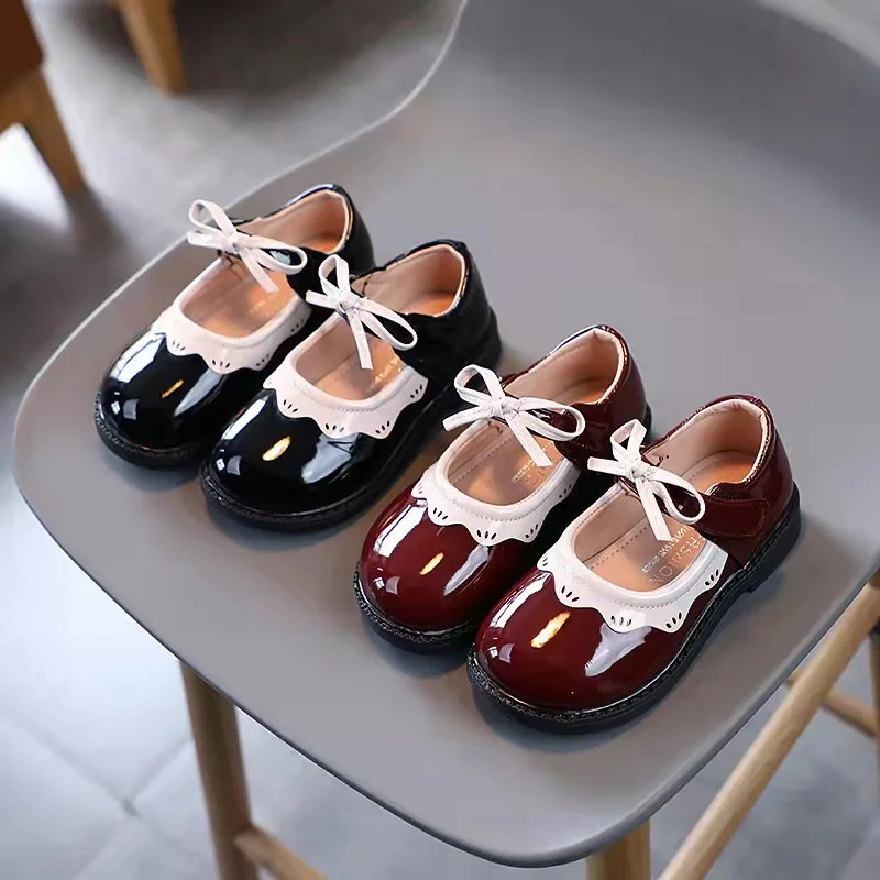

Kids T Strap Shoes Fretwork Platform Girls Princess Shoes Buckle Mary Janes Boys Shoes Baby Children Leather Shoes Black Brown