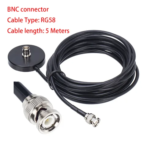 Магнитное основание антенны с коаксиальным удлинительным кабелем RG58 длиной 5 метров для CB-радио антенны BNC Male