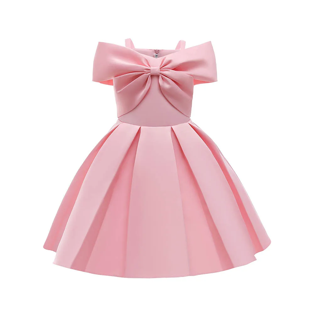 

Keelorn Girl Fashion Dresses 2022 New Girl One-shoulder Bow Princess Dress Solid Dress Party Birthday Stitching Cute Tutu Dress