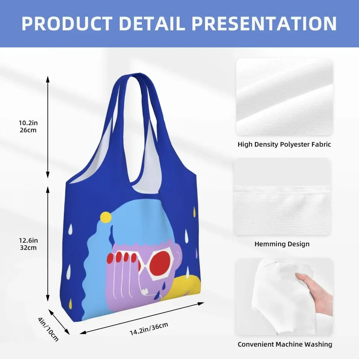 Холщовая сумка для покупок девочек женская моющаяся большая вместительная