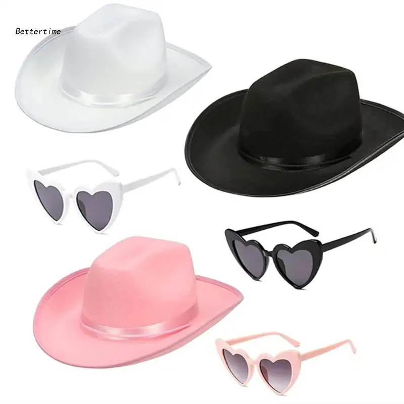 

B36D Cowboy Hat Sunglass Travel Western Hat Outdoor Glasses Jazz-Cap