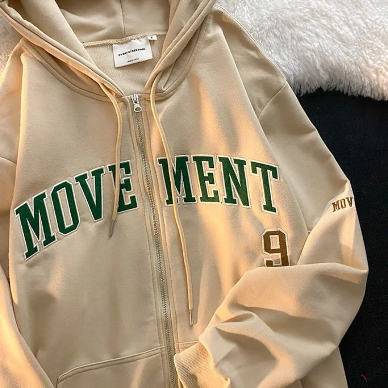 

Korean Style Hoodies Women Men Zipper Lady Goth Punk Print Long Sleeve Casual 2022 Embroidery Print Grunge Casual 2022 Long