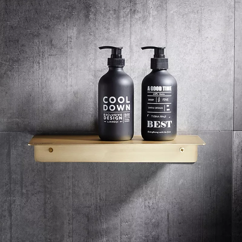 

Brass Brushed Bathroom Shelves Light Luxury Copper Bathroom Storage Rack Wall Hanging Storage Wall Decoration A08-645