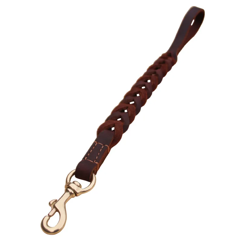 

One-Step Short Style Leather Dog Leash Outdoor Training Traveling Pet Traction Rope Dog Accompanying Leash Supplies Weave style