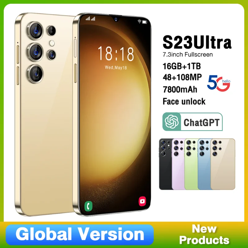 

Оригинальный смартфон S23, ультратонкий, экран 7,3 дюйма HD, 16 ГБ + 1 ТБ, две SIM-карты, мобильный телефон, телефон