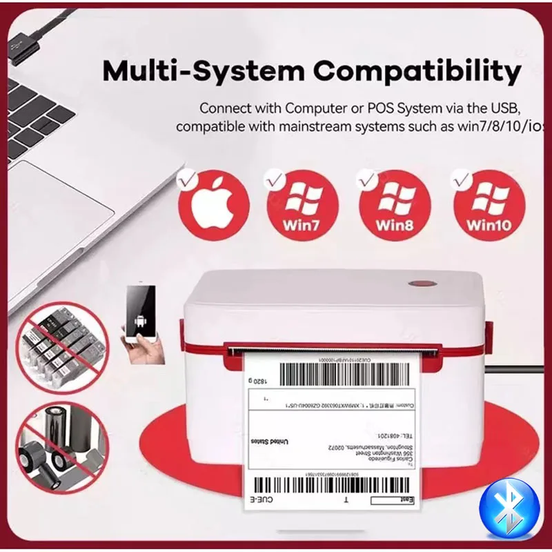

4 Inch Shipping Label Printer For Online Platform To Print Airway Sticker Works Mac & Win Bluetooth Wifi Thermal Barcode Printer