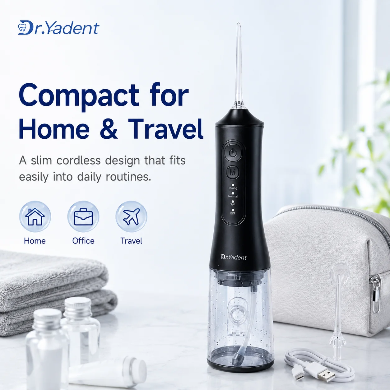Фото Dr.Yadent YD06 Ирригатор для полости рта, ирригатор, 300 мл, большая емкость для дорожных поездок, 4 режима, с давлением своими руками, 7 различными насадками, водоструйными форсунками №5