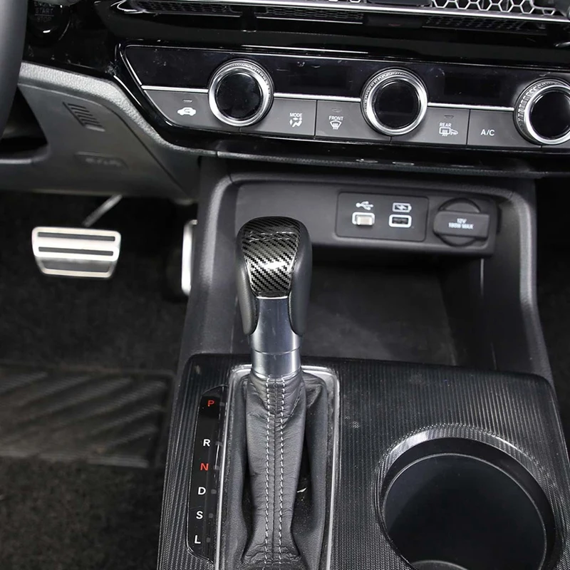 

Carbon Fiber Gear Head Knob Shift Cover Trim Gear Shift Knob Shifter Lever Cover Decoration for Honda Civic 2022 11Th