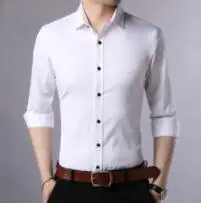 

2023HOTT Spring and autumn new men's shirts long sleeves slim body pure color white shirt men's cotton DY-411