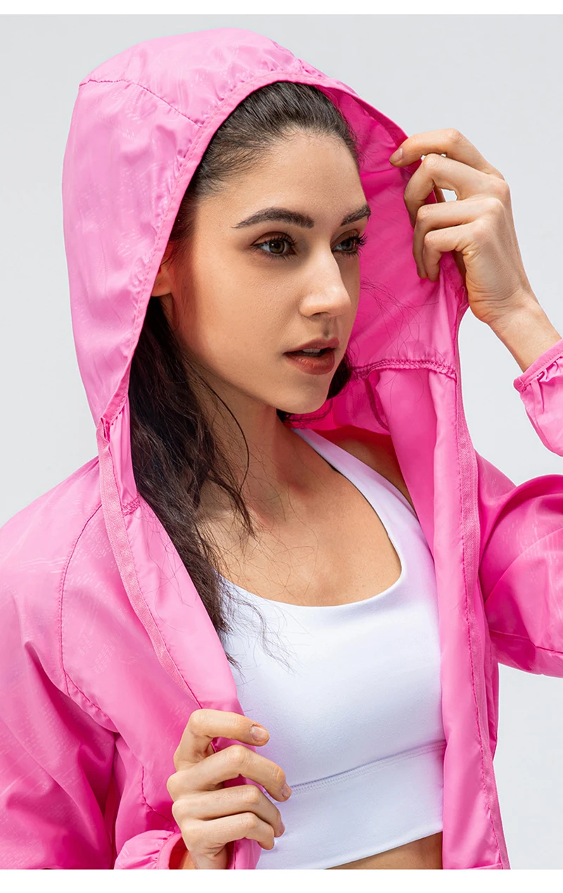Women Sunblock Long Sleeve Hooded Jacket Waterproof Jackets Lightweight Quick Dry Full Zip for Outdoor Hiking Cycling Fishing