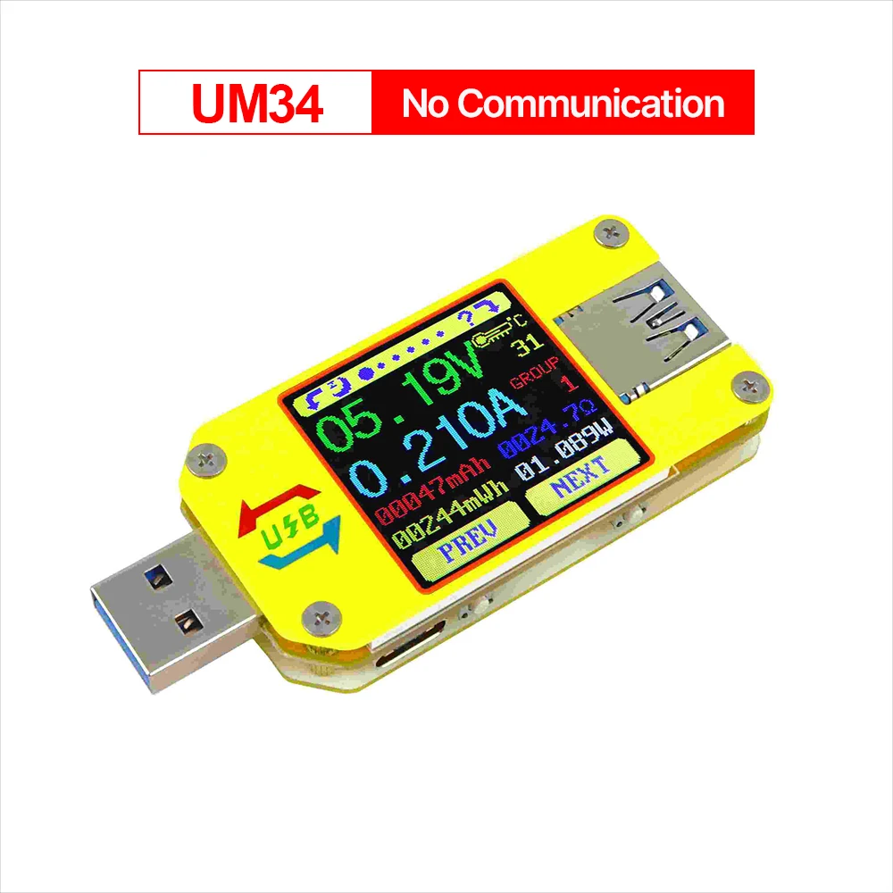 UM34 UM34C DC Вольтметр Амперметр измеритель напряжения тока для APP USB 3.0 Type-C Батарея