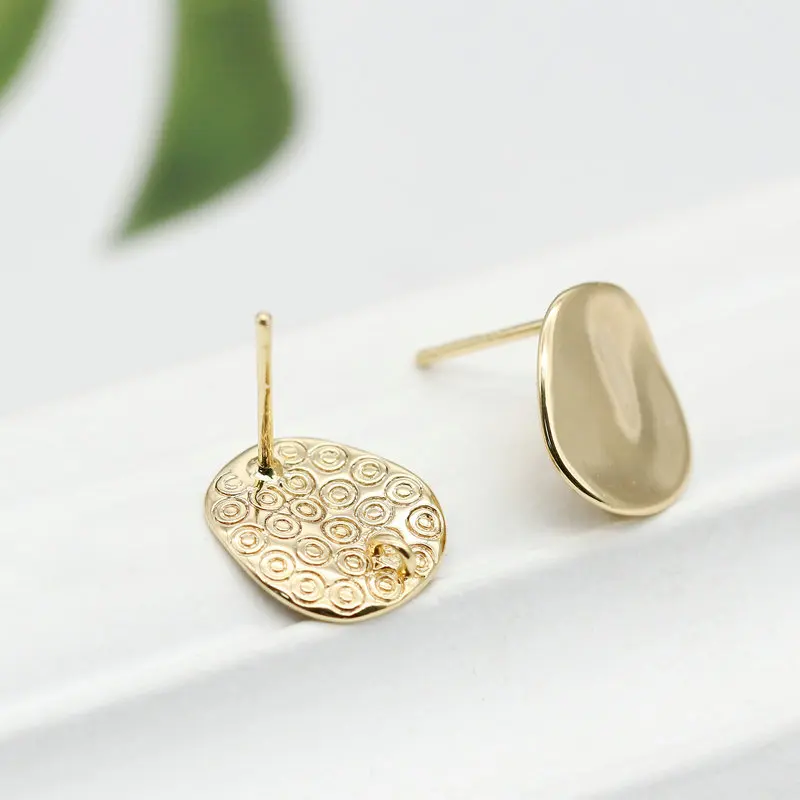 

Латунные круглые серьги-гвоздики неправильной формы, 4 шт., 11 мм, 14 к, золотого цвета, Ювелирная фурнитура высокого качества «сделай сам», акс...