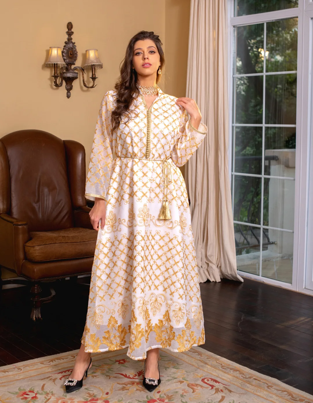 

Ramadan Abaya Islamic Dresses Elegant Ethnic Floral Embroidery Kaftan Dress Moroccan Muslim Dubai Abaya Luxury Women Abayas 2023