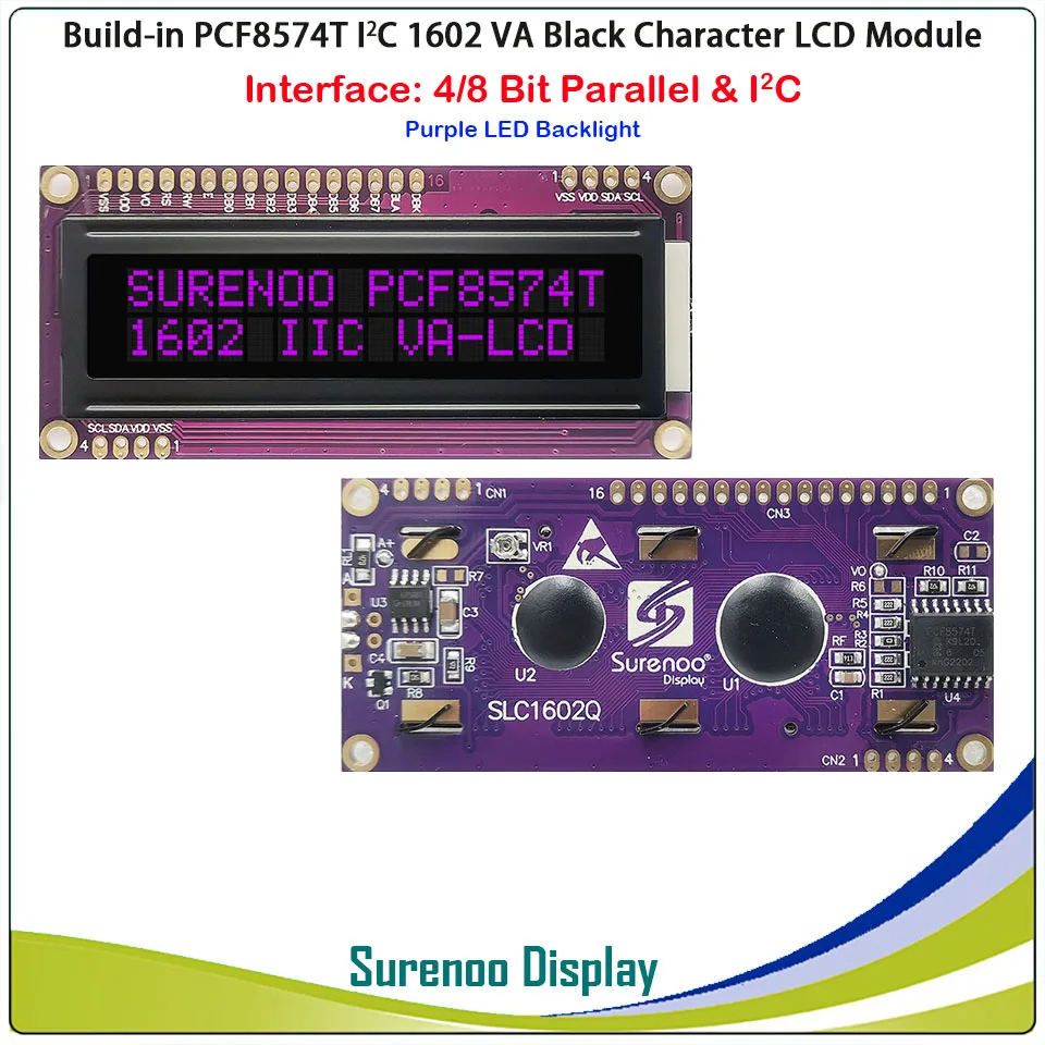PCF8574T PCF8574 IIC I2C 162 16X2 1602 символьный ЖК-модуль панель экрана ва белая фиолетовая