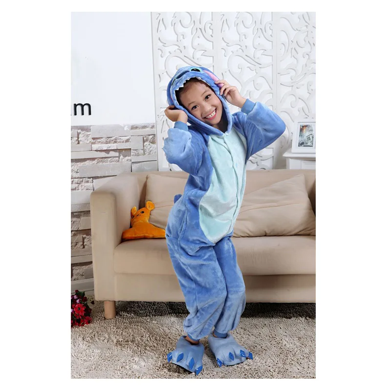 Unicorn Pajamas Onesie Kids Kigurumi Pyjama Panda Licorne Stitch Pijama Boy Girl Flannel Pajama Christmas Party Cosplay Clothes